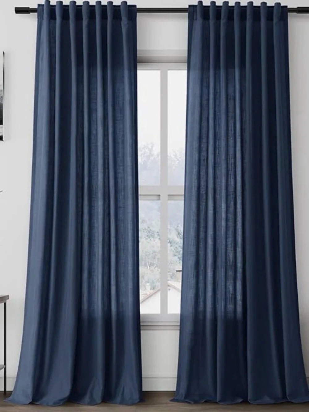 IKEA Dytåg Navy Blue Linen Window Curtain Panel Pair 57”x 98”